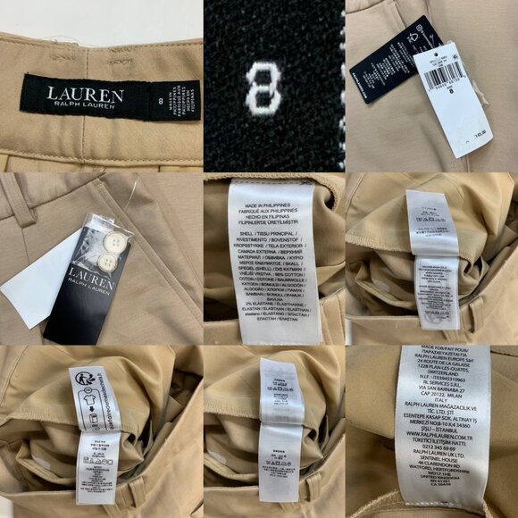 Lauren Ralph Lauren Double-Faced Stretch Cotton Ankle Pants 8 Tan NEW - Picture 5 of 12